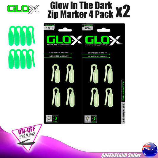 Glo-X Glow in the dark GX0157G - Zipper Markers 4 Pack Camping 4x4 Twin Pack