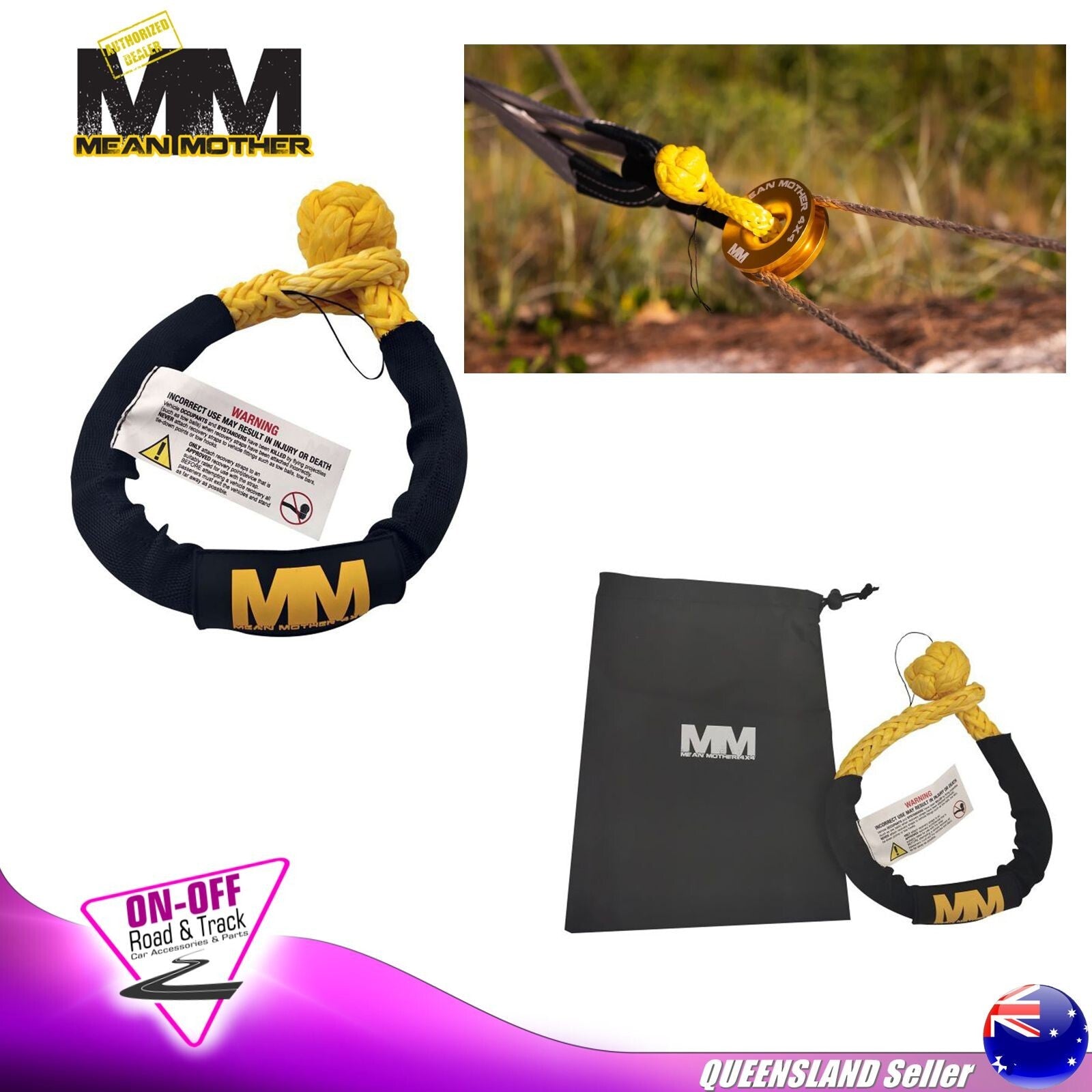 Mean Mother  MMSHK - Recovery Soft Shackle 14700kg with Sleeve + Snatch Ring
