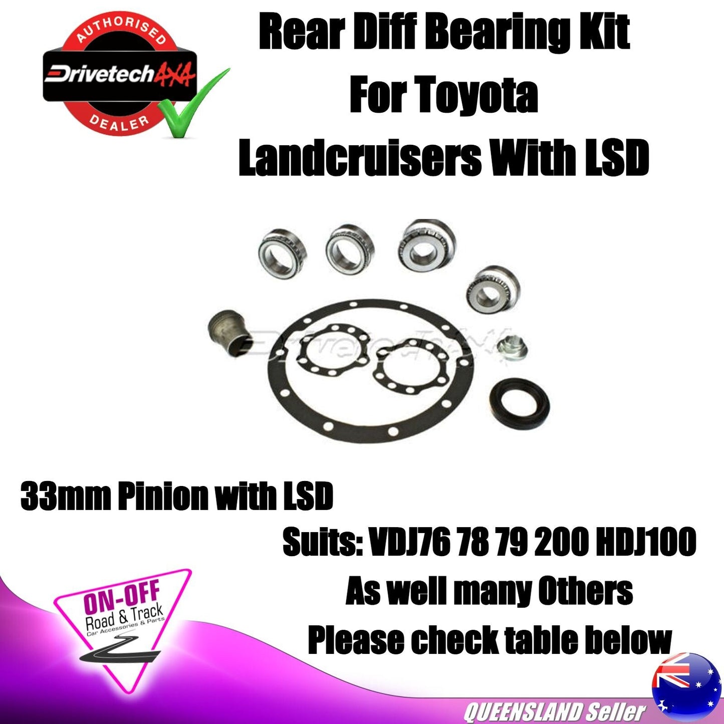 Drivetech 4x4 Rear Diff Bearing Kit For Toyota Landcruiser VDJ76 76 79 200