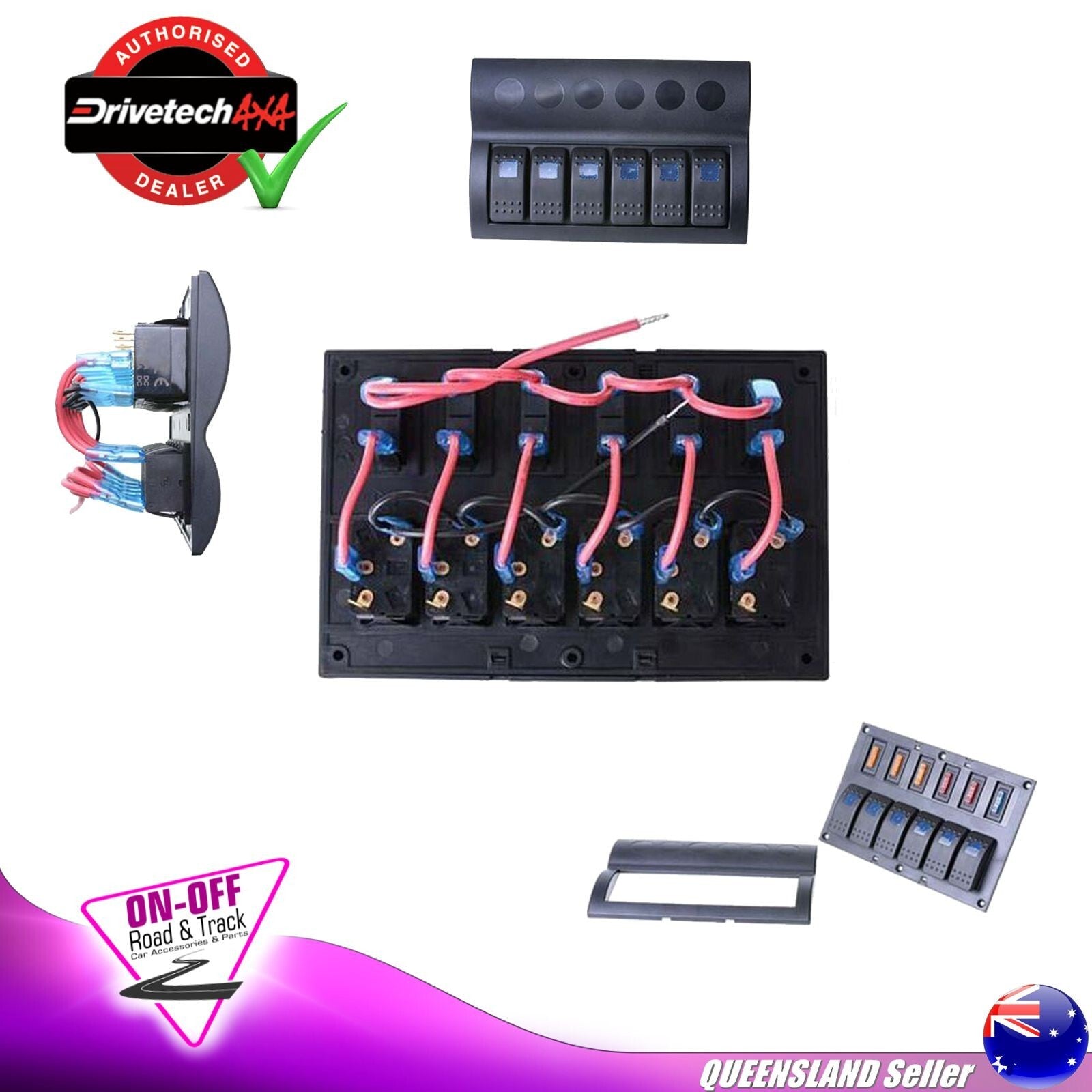 Drivetech 4x4 DT-11031 -  6 Rocker Switch Panel 12/24V Blue Illumination