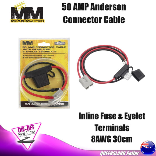 Mean Mother  MMAPC4 - 50 AMP Anderson  Cable with Inline Fuse & Eyelet Terminals