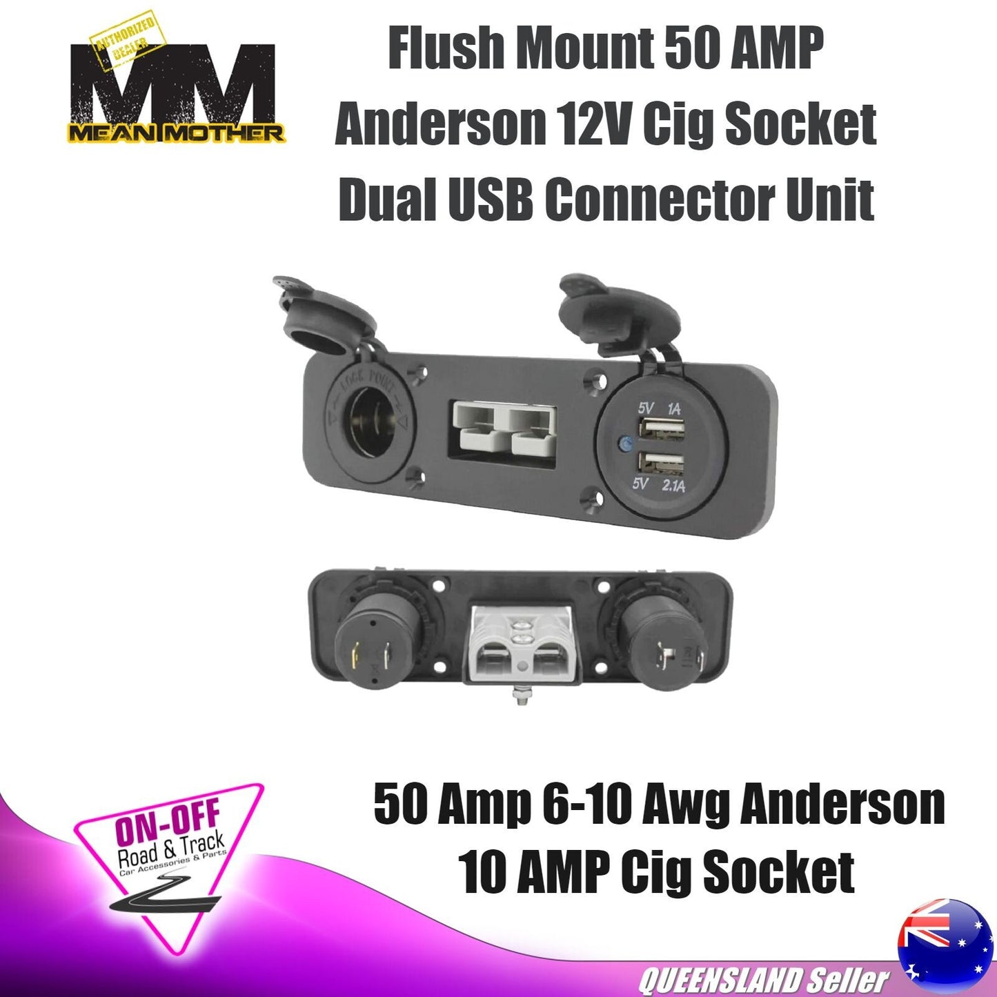 Mean Mother MMAPP05 -  50 AMP Anderson 12V Cig Socket Dual USB Connector Unit