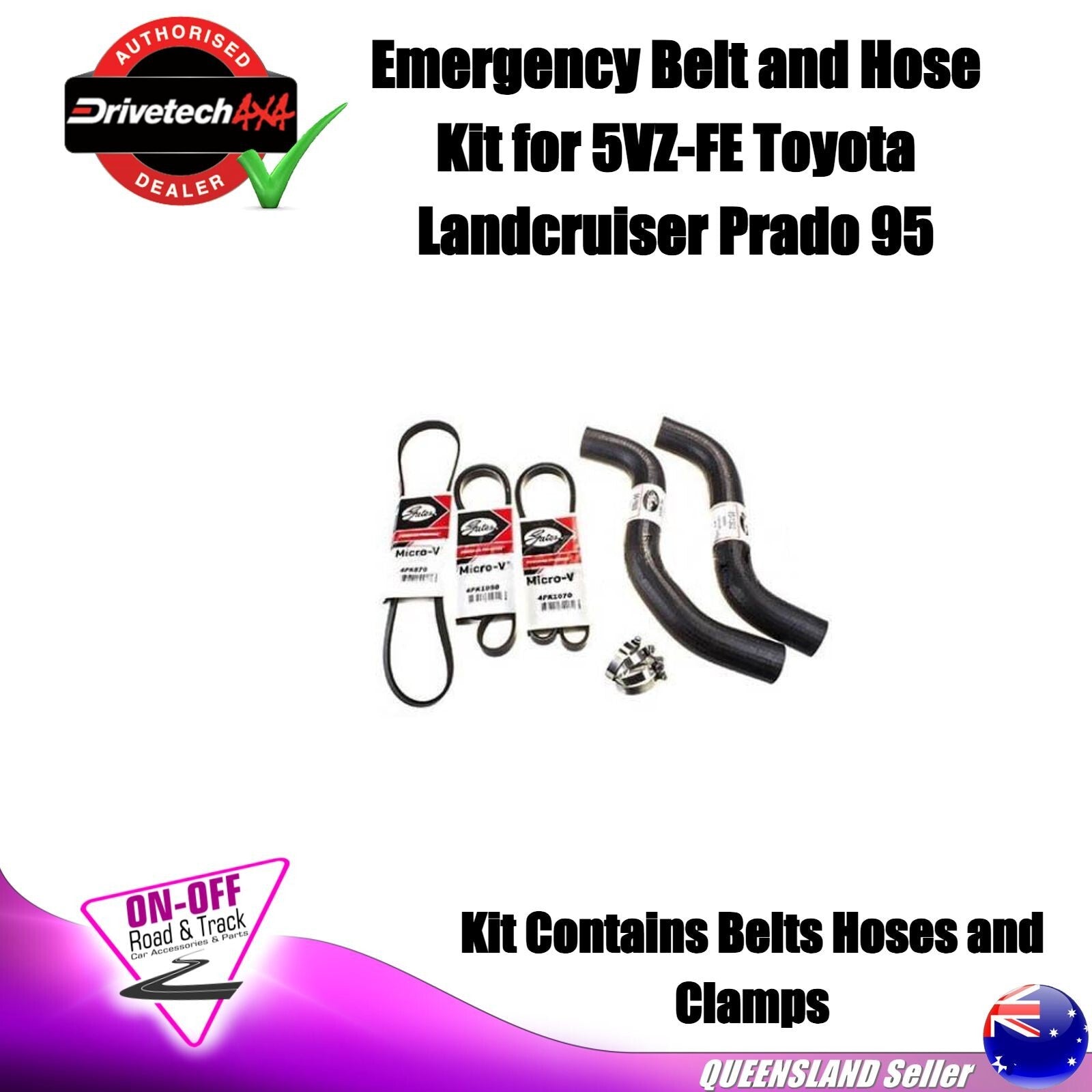 Drivetech 4x4 Emergency Belt and Hose Kit for 5VZ-FE Toyota Landcruiser Prado 95