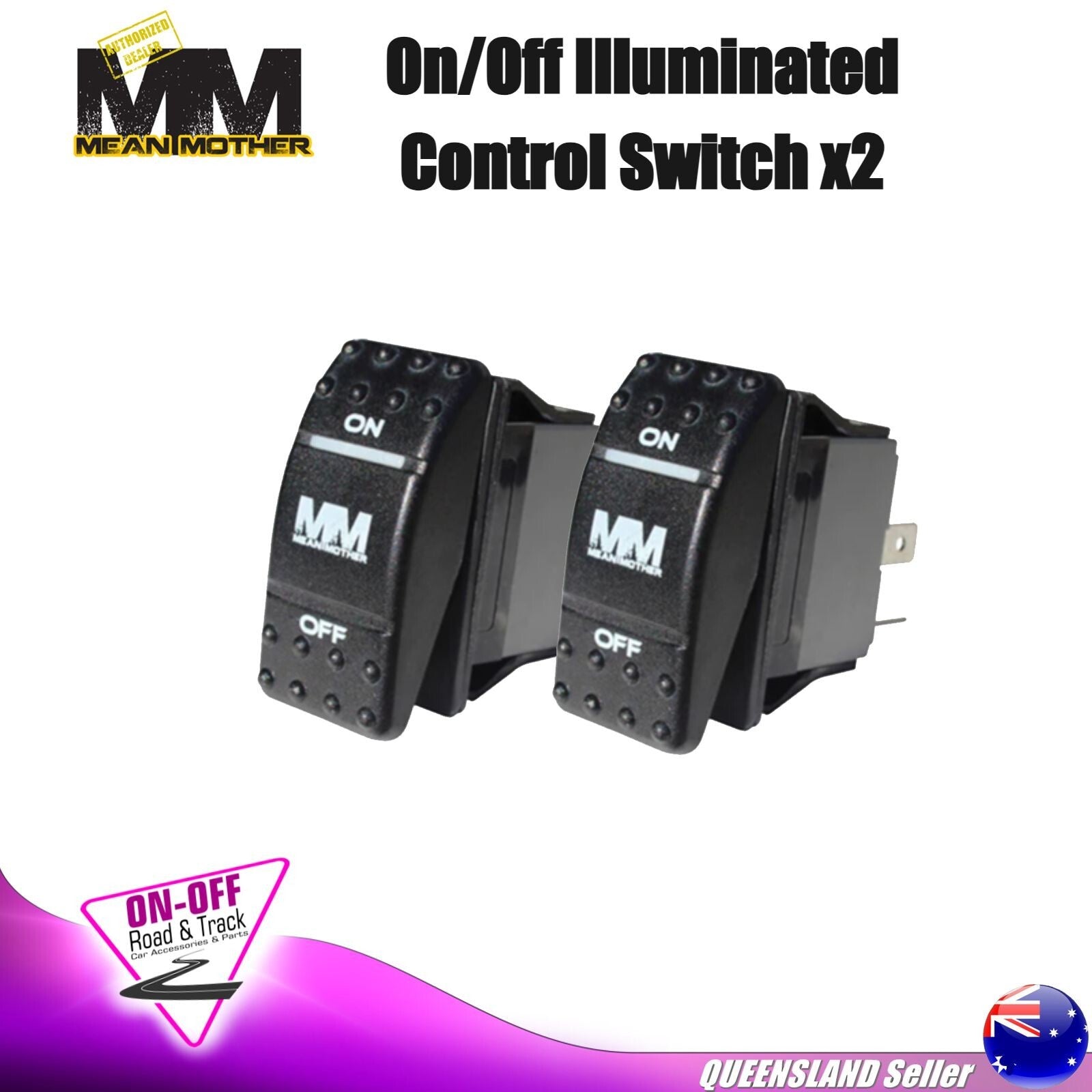 Mean Mother MMSW01 PAIR - 12V 25Amp  ON OFF - Illuminated Control Switch