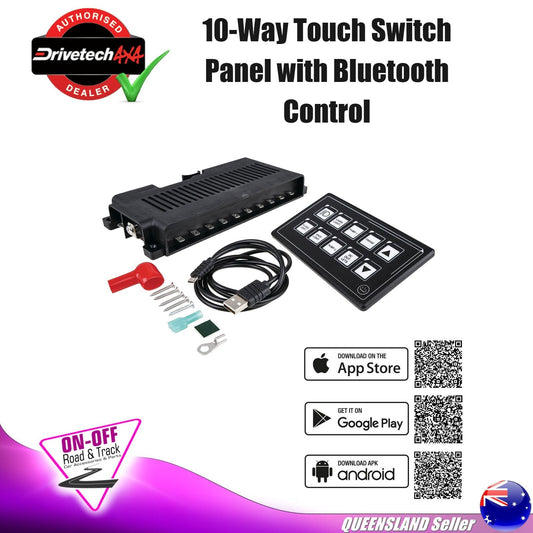 Drivetech 4x4 Compact 10 Way Touch Switch Panel with Bluetooth App Control