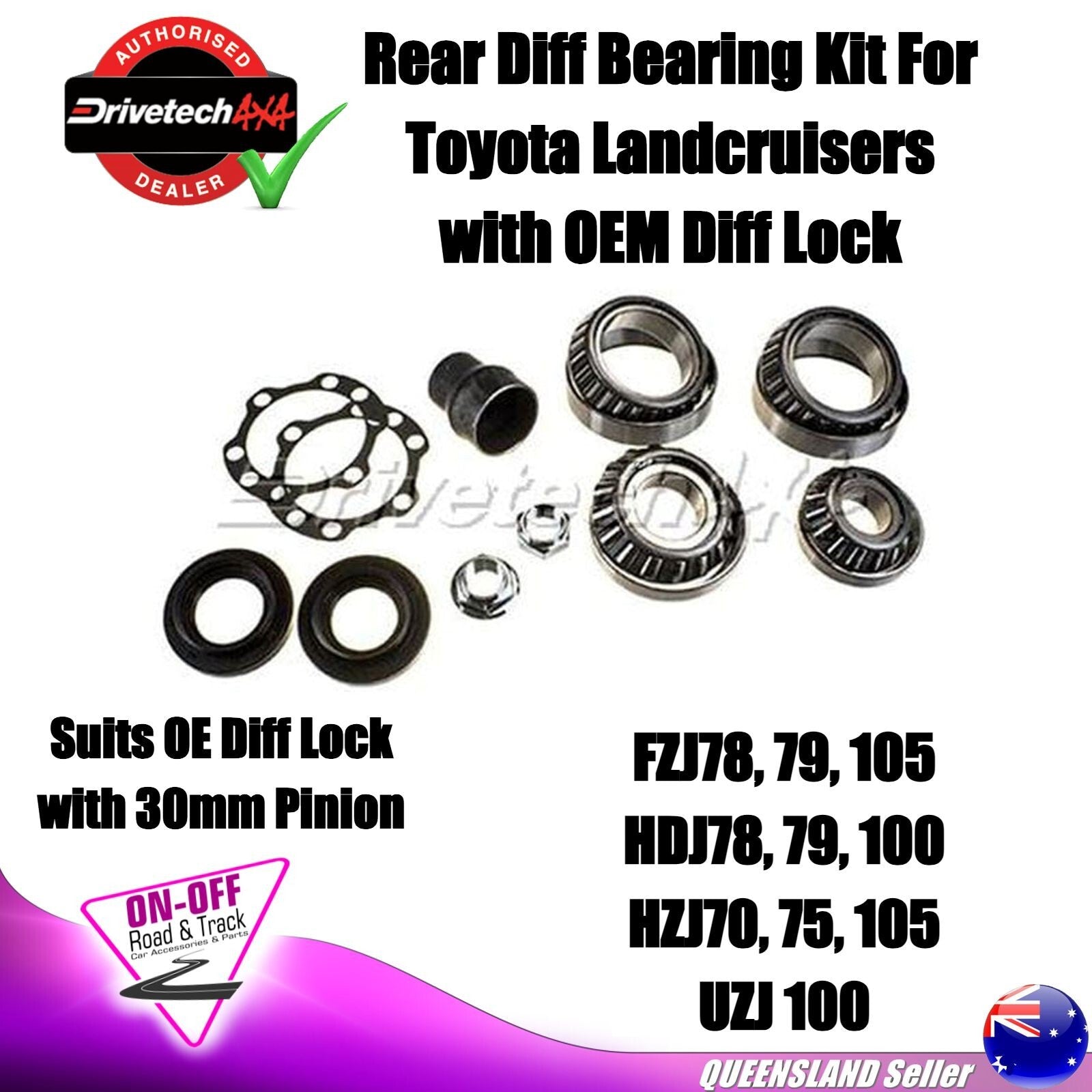 Drivetech 4x4 Rear Diff Bearing Kit For Toyota Landcruisers with OEM Diff Lock