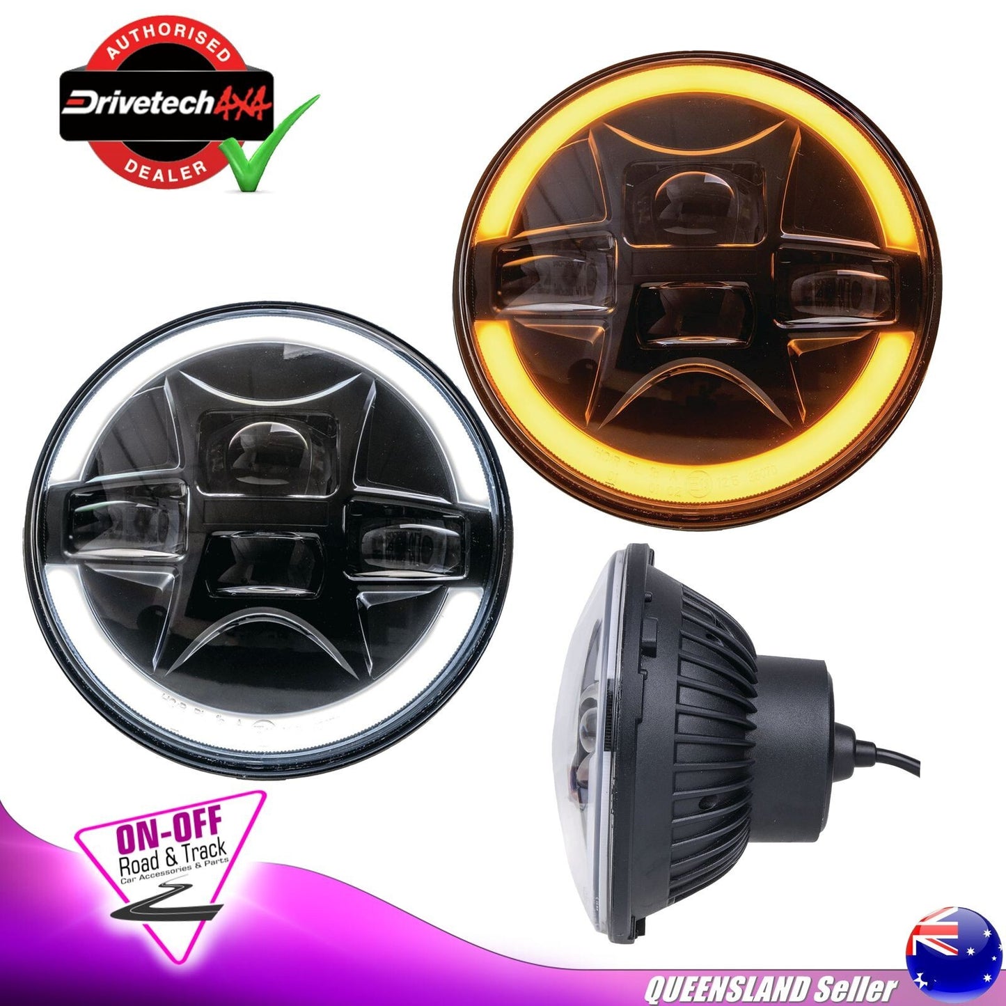Drivetech 4x4 DTHL7LED - 7" LED Headlight H4 High/Low Beam ADR Approved