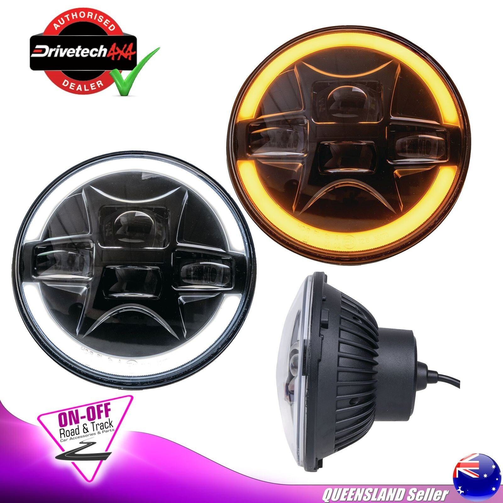 Drivetech 4x4 DTHL7LED - 7" LED Headlight H4 High/Low Beam ADR Approved