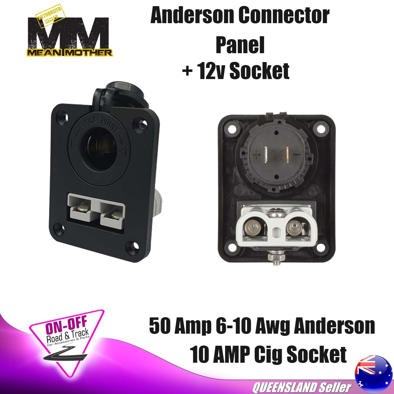 Mean Mother MMAPP03 - Flush Mount 50 AMP Anderson Connector & 12V Socket Panel