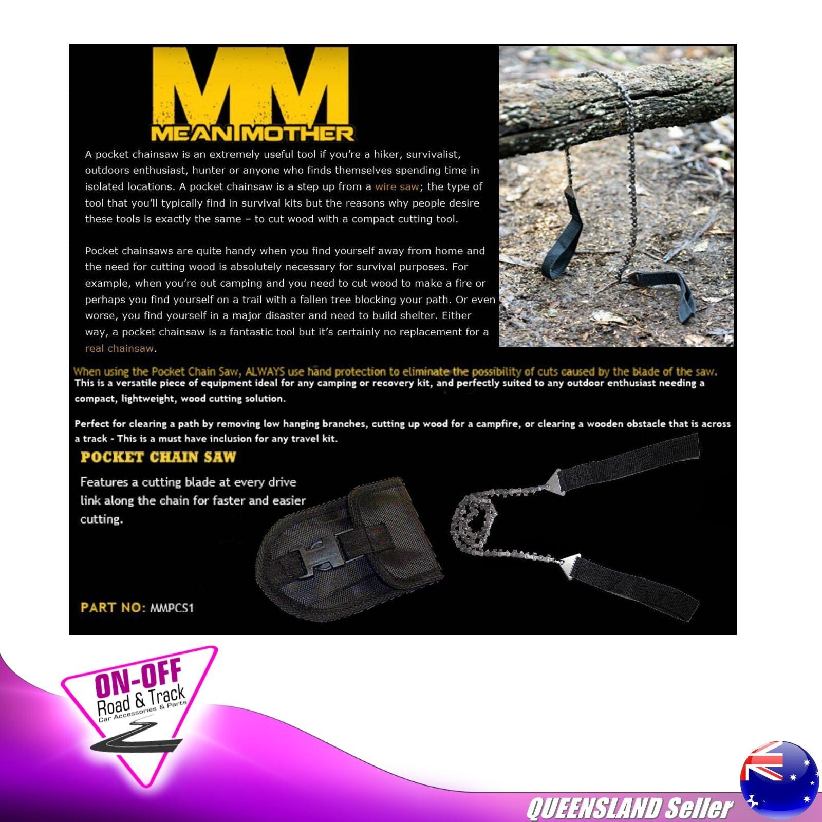 Mean Mother Pocket Hand Chainsaw MMPCS1 - Camping Outdoor 4X4