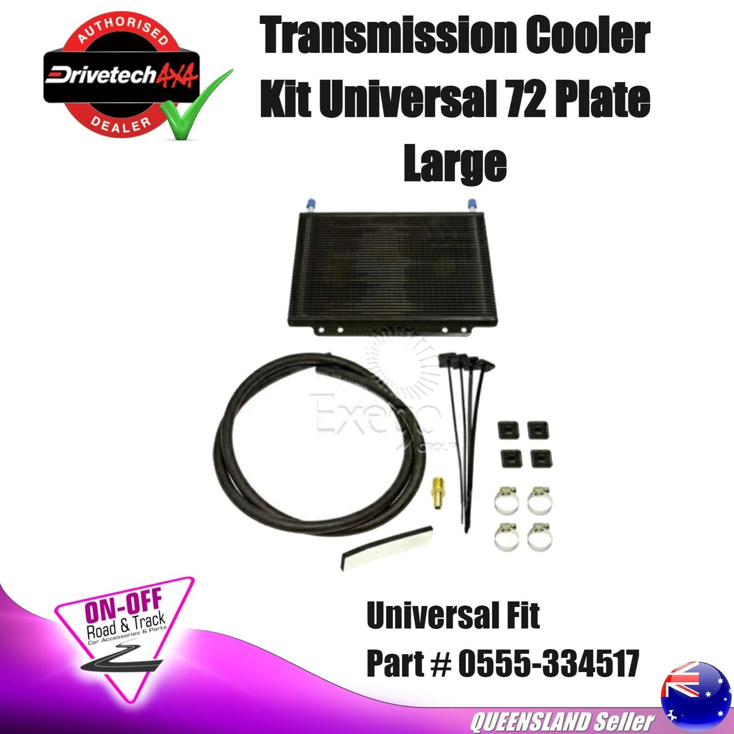 Drivetech Transmission Cooler Kit - 0555-334517 Universal Fit 72 Plate