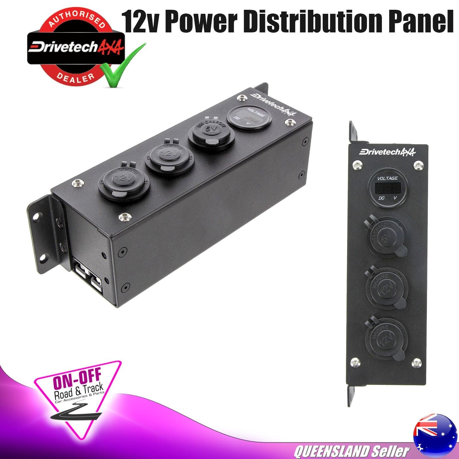 Drivetech 4X4 DT-11220 - 12/24V Power Distribution Panel with Volt Meter