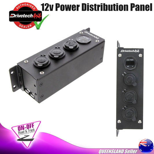 Drivetech 4X4 DT-11220 - 12/24V Power Distribution Panel with Volt Meter