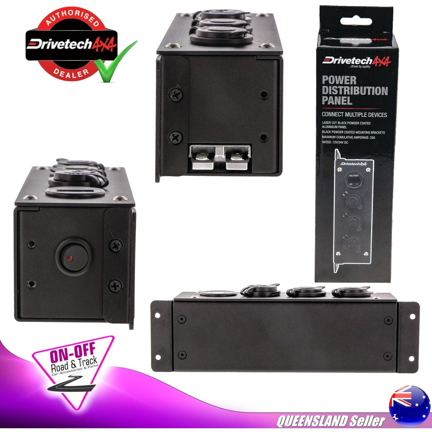 Drivetech 4X4 DT-11220 - 12/24V Power Distribution Panel with Volt Meter
