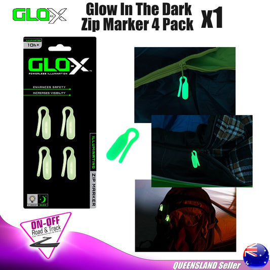 Glo-X Glow in the dark GX0157G - Zipper Markers 4 Pack Camping 4x4 Single Pack