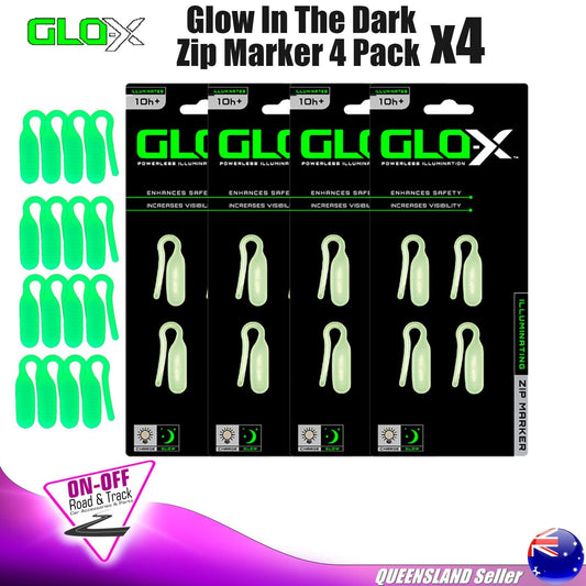 Glo-X Glow in the dark GX0157G - Zipper Markers 4 Pack Camping 4x4 Quad Pack