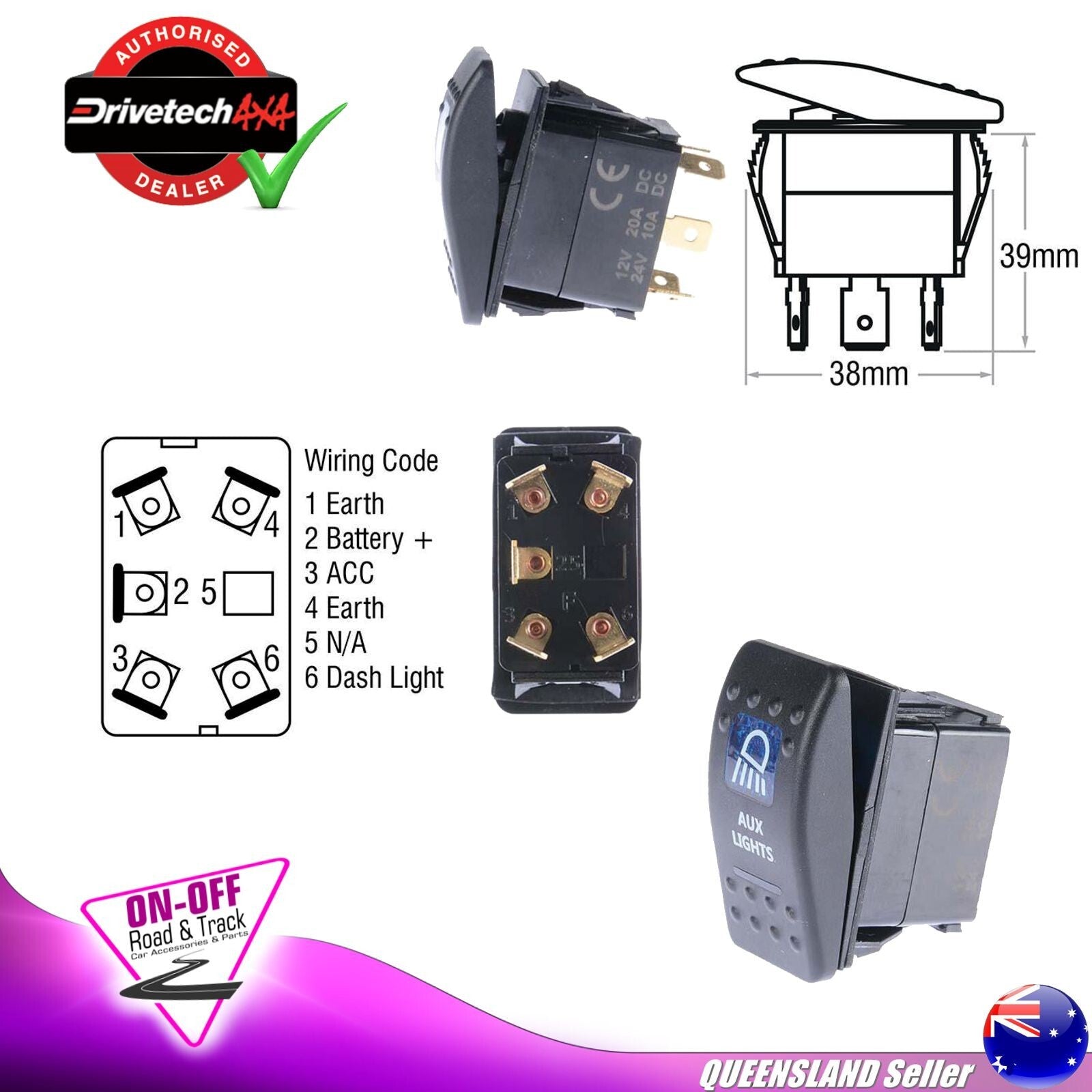 Drivetech 4x4 DTWL3OVL - 4x4 Rock Lights 3x3W White LED IP69K 4 Pack With Switch