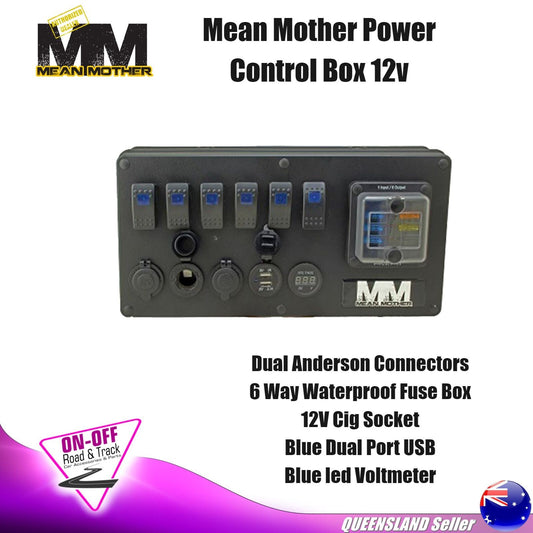 Mean Mother MMCB01 12v Power Control Box Anderson Cig Socket Dual USB Volt Meter