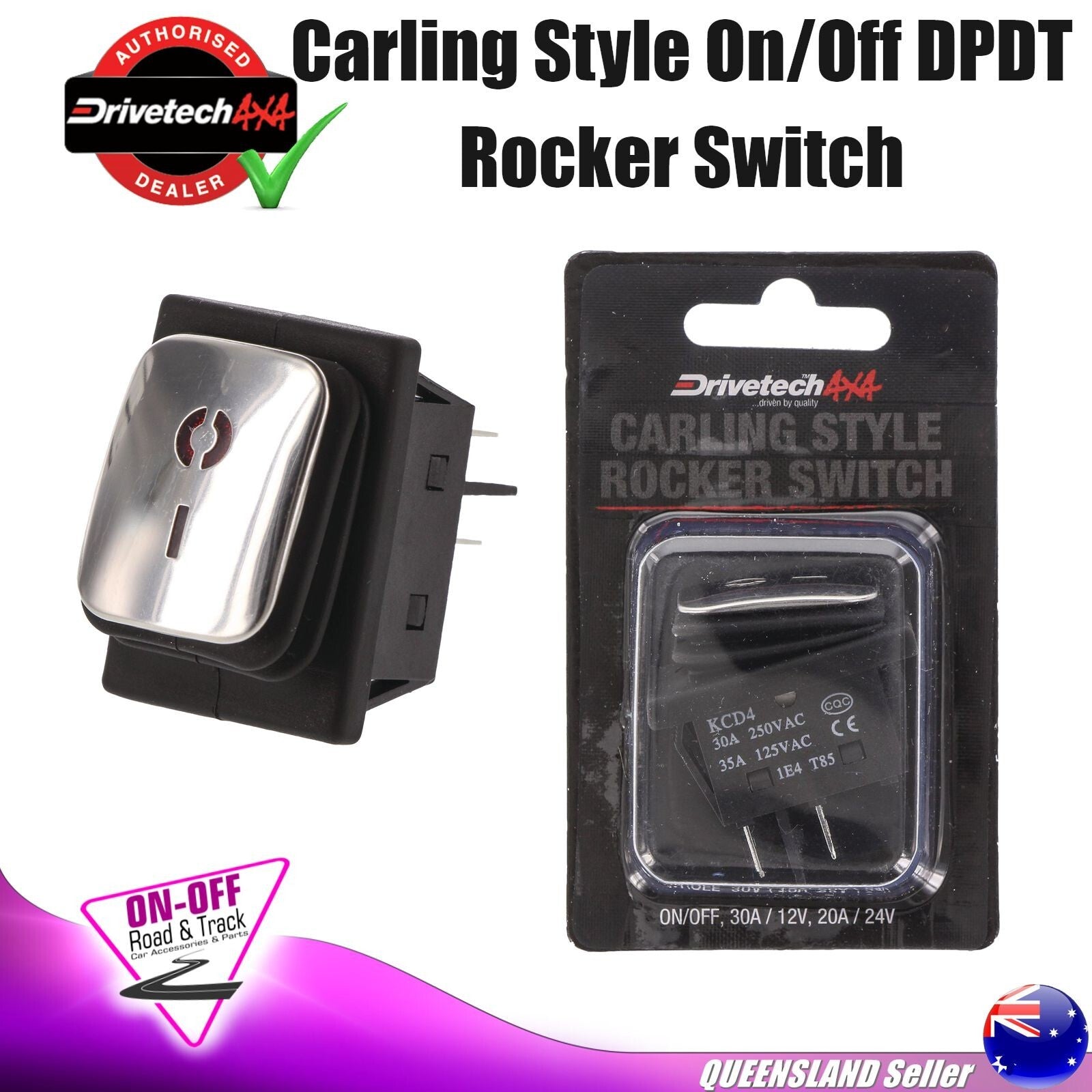 Drivetech 4x4 DT-11209 - Universal Type Carling On/Off DPDT Rocker Switch