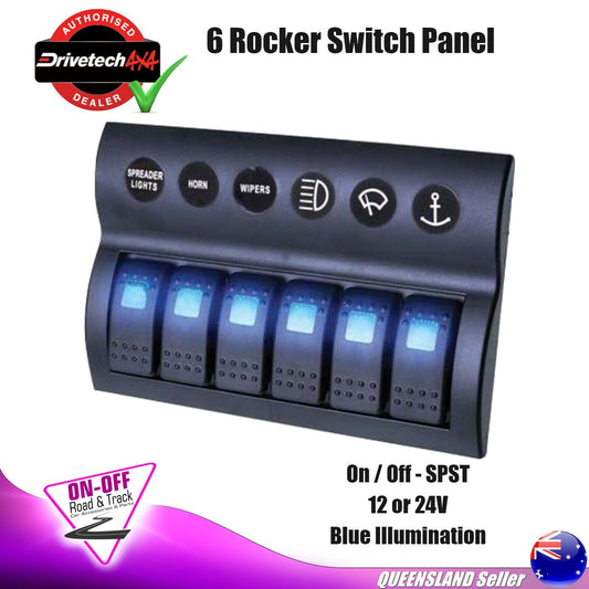 Drivetech 4x4 DT-11031 -  6 Rocker Switch Panel 12/24V Blue Illumination