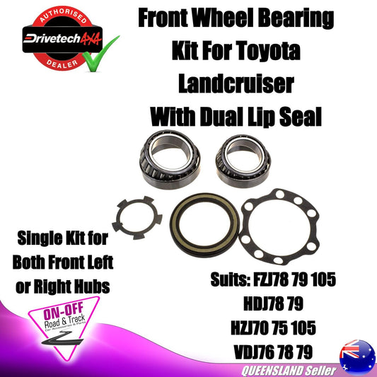 Drivetech 4x4 Front Wheel Bearing Kit Double Lip Seal for Landcruiser Half Kit