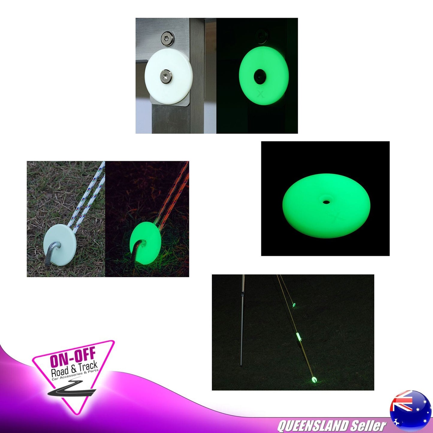 Glo-X Glow in the Dark GX0151G - Round Markers 2 Pack Camping 4x4 Twin Pack