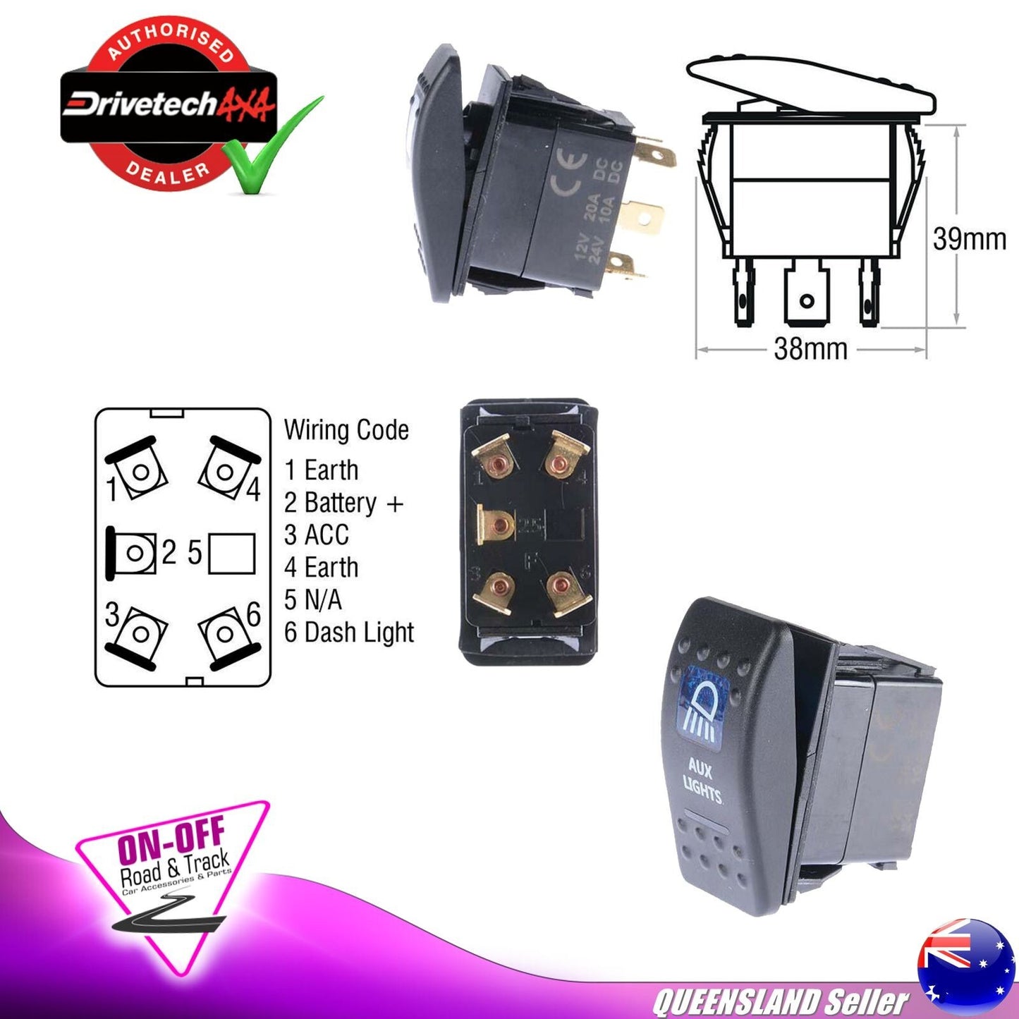 Drivetech 4x4 DTWL3OVL - 4x4 Rock Lights 3x3W White LED IP69K 8 Pack With Switch