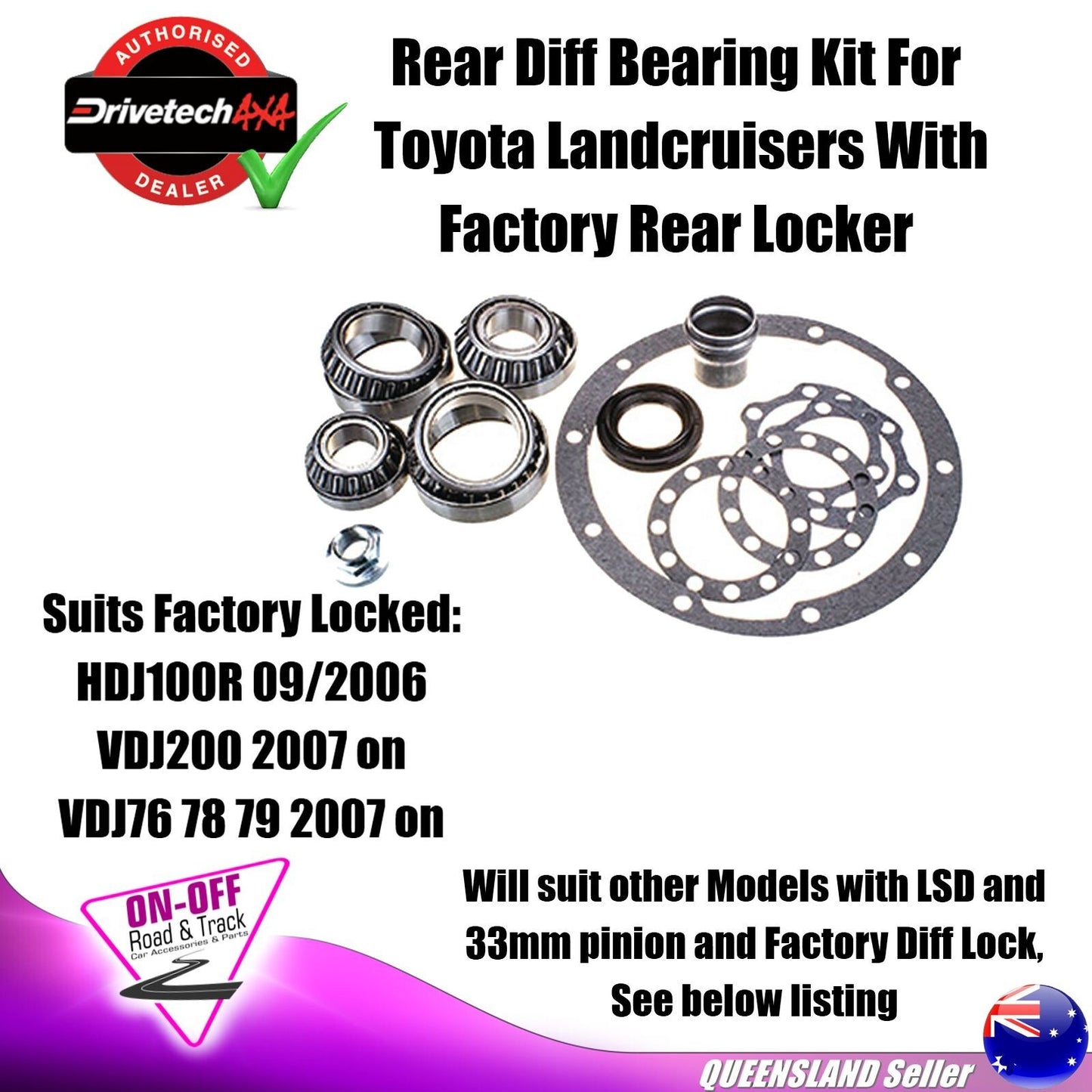 Drivetech 4x4 Rear Diff Bearing Kit For Toyota Landcruisers With Factory Locker