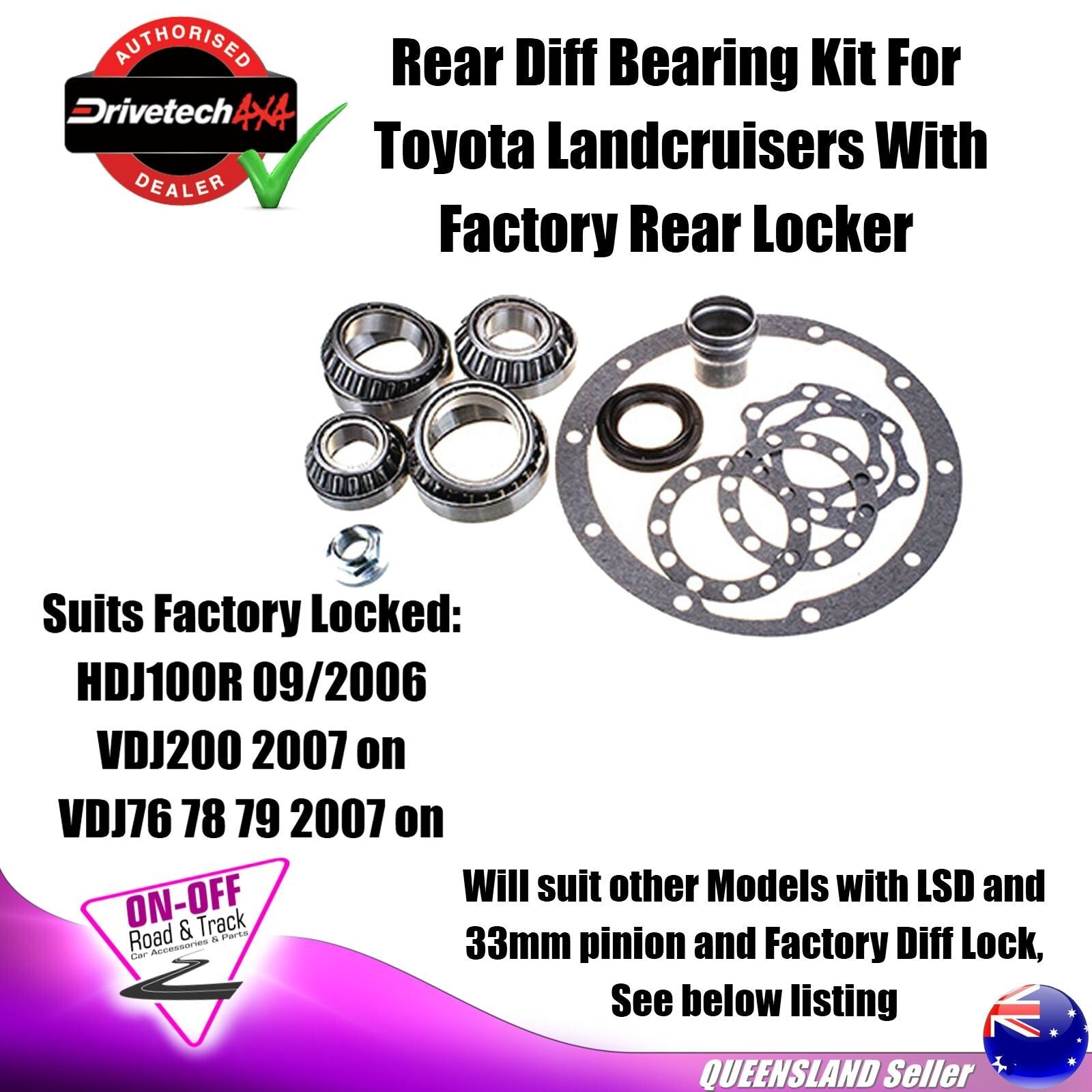 Drivetech 4x4 Rear Diff Bearing Kit For Toyota Landcruisers With Factory Locker