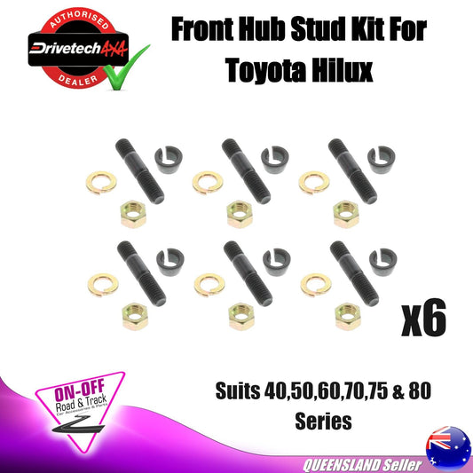 Drivetech 4x4 041-021096 - Front Hub Stud Kit For Toyota Hilux 1979-2005