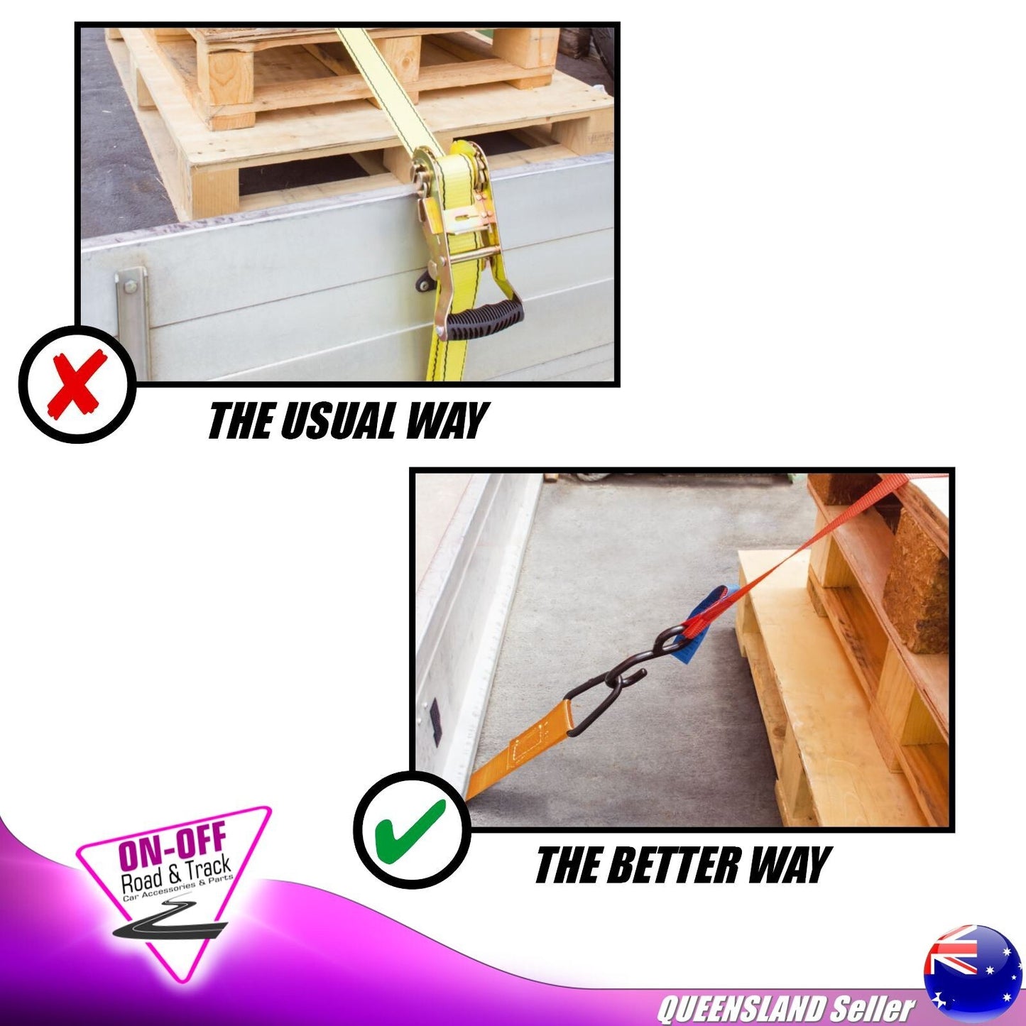 Cargo Mate Trayback Anchor Straps CMLR02 - 370mm x 37mm 1000kg x2