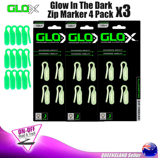 Glo-X Glow in the dark GX0157G - Zipper Markers 4 Pack Camping 4x4 Triple Pack