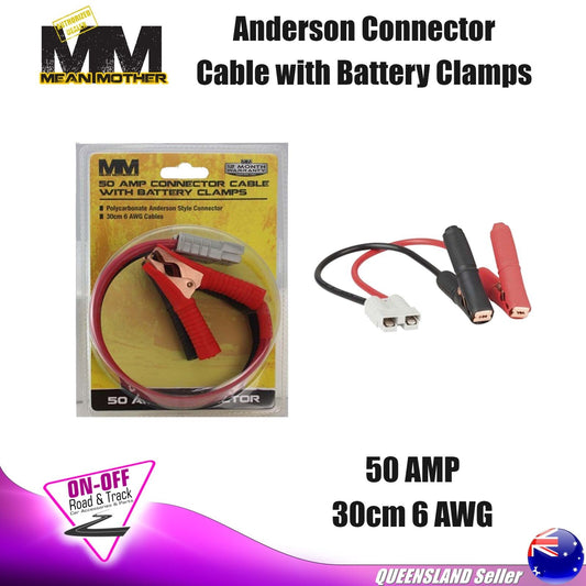 Mean Mother MMAPC2 - 50 AMP Anderson Connector Cable with Battery Clamps