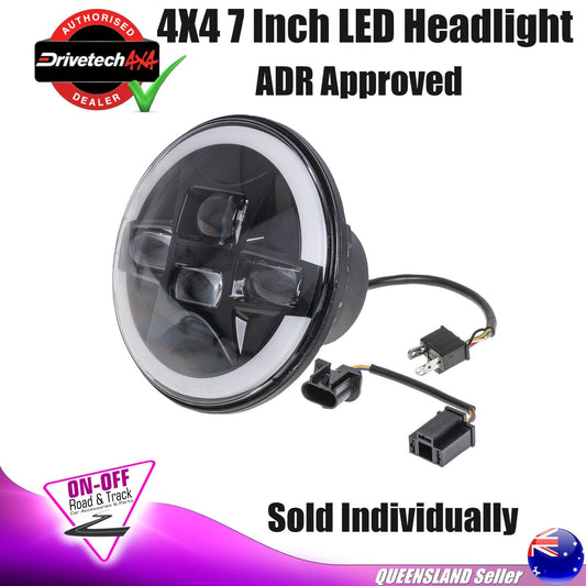 Drivetech 4x4 DTHL7LED - 7" LED Headlight H4 High/Low Beam ADR Approved