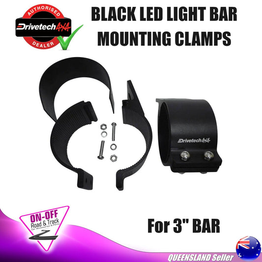 Drivetech 4x4 DT-LBMC30 - 3" Bar Black LED Light Bar Mounting Clamps