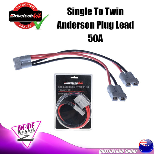 Drivetech 4x4 DTAPY - 50A Single to Twin Anderson Plug Lead 300MM