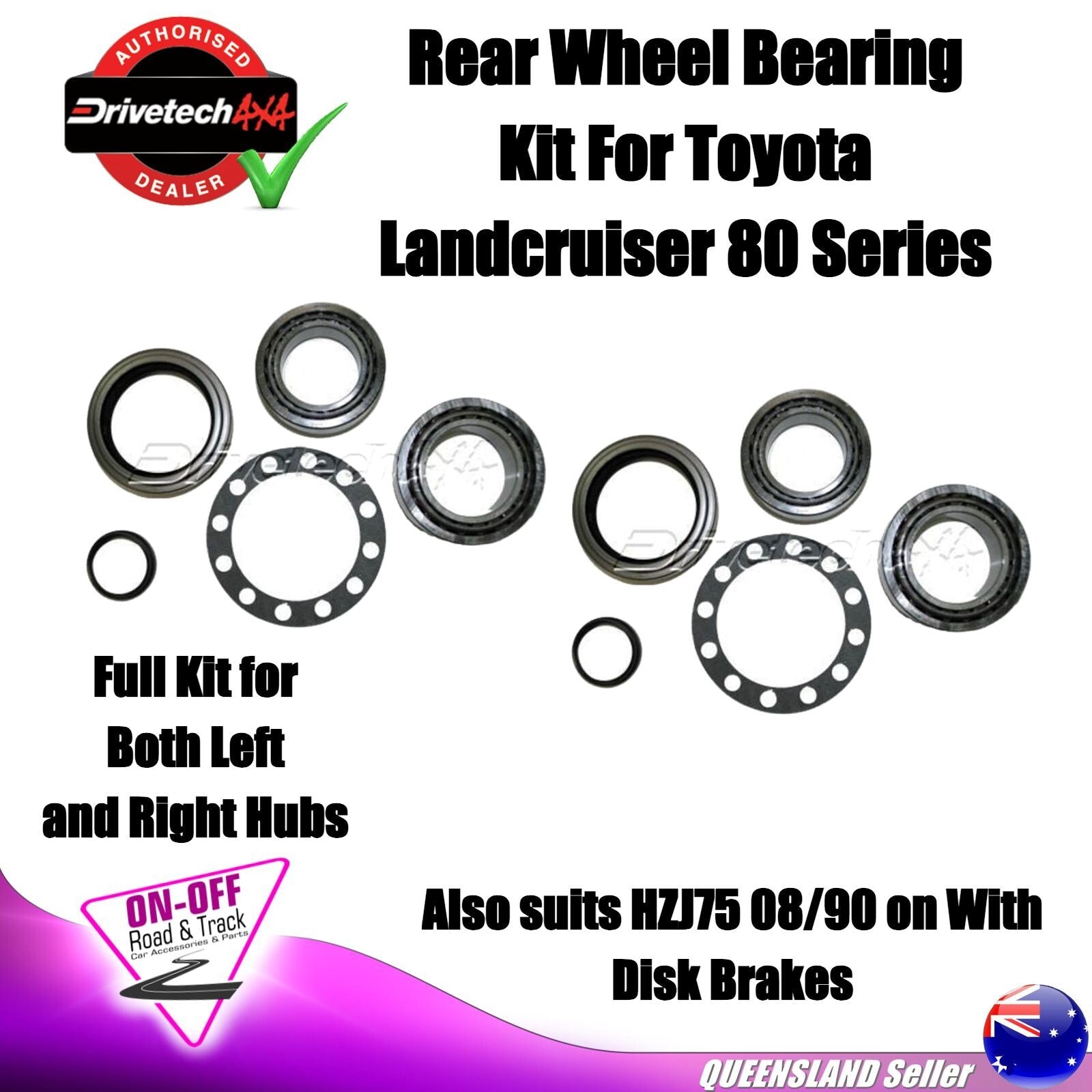 Drivetech 4x4 - Full Rear Wheel Bearing Kit for Toyota Landcruiser 80 Series